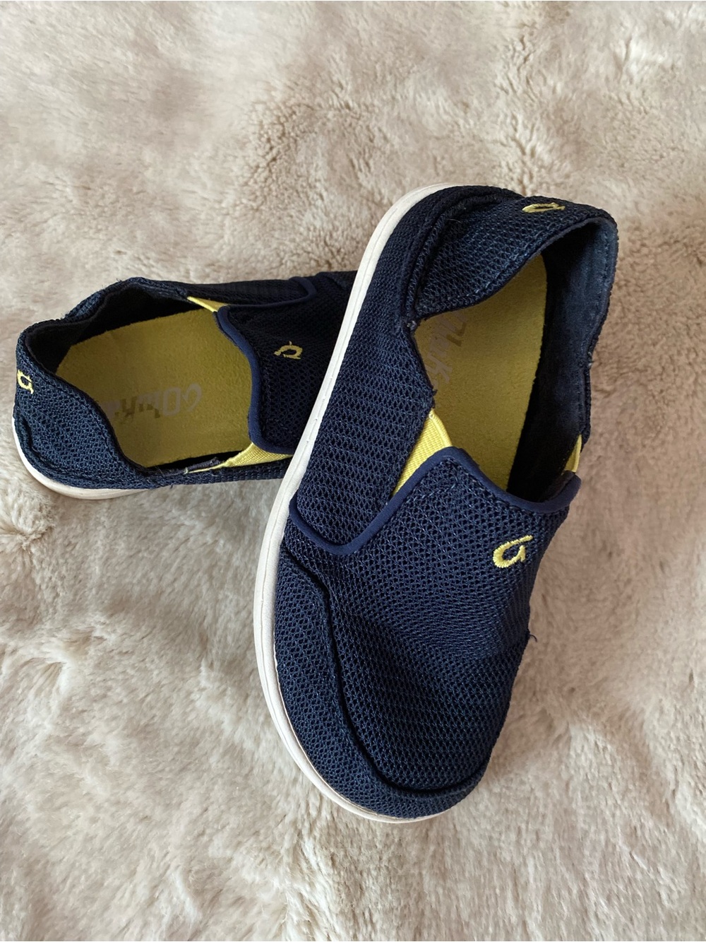 Olukai boys Nohea mesh navy blue slip-on shoes